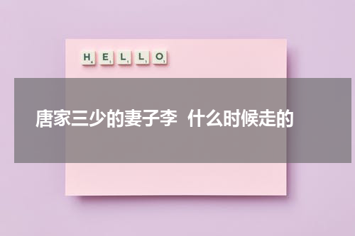 唐家三少的妻子李  什么时候走的