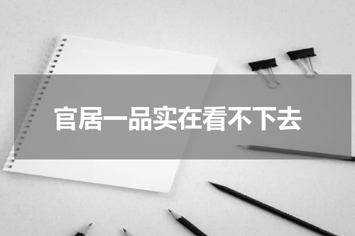 官居一品实在看不下去